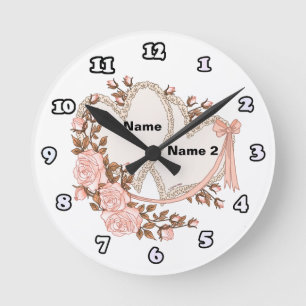 Zwei Herzen Runde Wanduhr