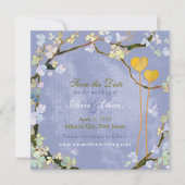 Zwei Herzen rustikale blaue Hochzeit speichern das Save The Date (Vorderseite)