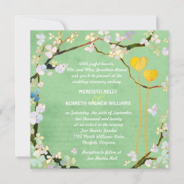 Zwei Herzen rustikale Pistachio Green Wedding Einladung