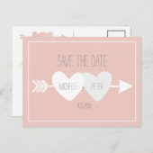 Zwei Herzen Save the Date Ankündigungspostkarte (Vorne/Hinten)
