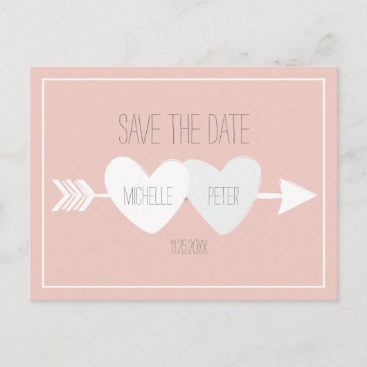 Zwei Herzen Save the Date Postkarte (Vorderseite)