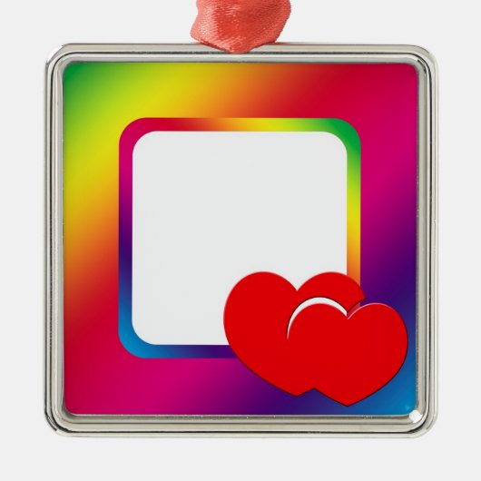 Zwei Herzen Silbernes Ornament (Vorne)