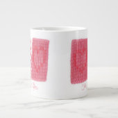 ZWEI HERZEN STRICK Große weiße Tasse + Text (Vorderseite)