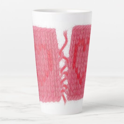 ZWEI HERZEN STRICK hoch Latte Tasse (Vorderseite)
