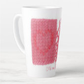 ZWEI HERZEN STRICK hohe Latte-Tasse + Text Milchtasse (Linke Ecke)