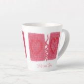ZWEI HERZEN STRICK Latte Tasse + Text (Rechte Ecke)