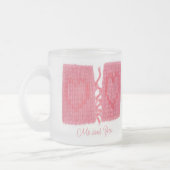 ZWEI HERZEN STRICK Mattierte Tasse aus Glas + Text (Links)