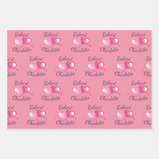 Zwei Herzen treffen sich als eine individuelle Hoc Geschenkpapier Set (Vorderseite 3)