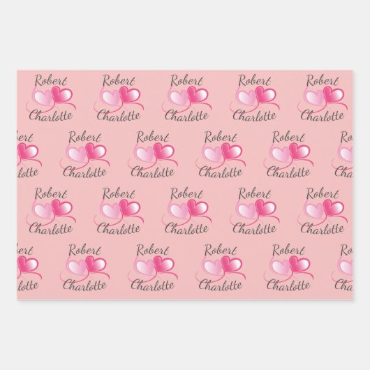 Zwei Herzen treffen sich als eine individuelle Hoc Geschenkpapier Set (Vorderseite 2)