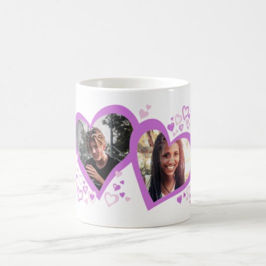 Zwei Herzen Valentine / Hochzeit Fotos lila Tasse (Mittel)