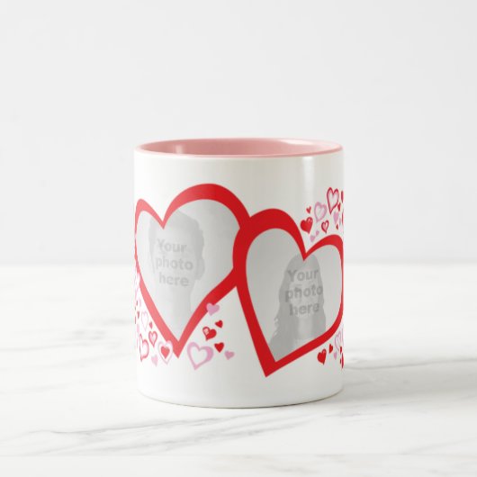 Zwei Herzen Valentine/rote rosa Tasse der (Mittel)