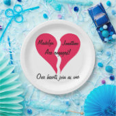 Zwei Herzen verbinden sich als ein Name Personalis Pappteller (Party)