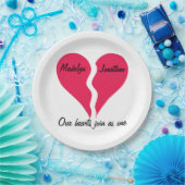 Zwei Herzen verbinden sich als eine Name Personali Pappteller (Party)