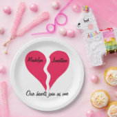 Zwei Herzen verbinden sich als eine Name Personali Pappteller (Party)