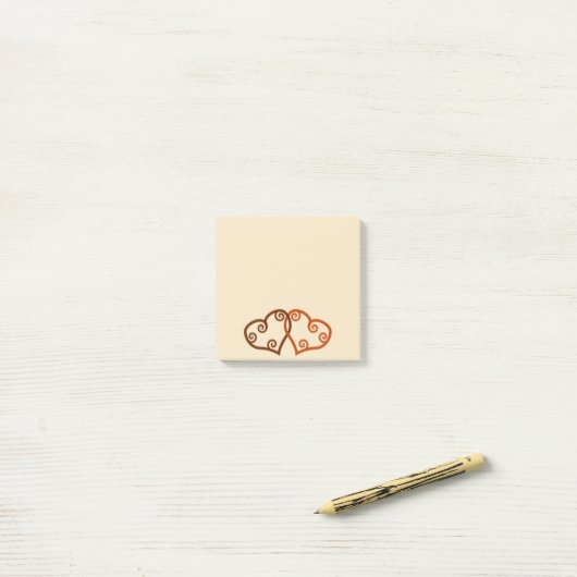 Zwei Herzen verbunden Post-it Klebezettel (Auf Schreibtisch)