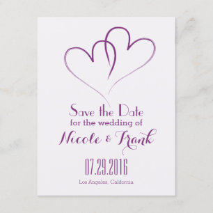 Zwei Herzen verflochtenes Save the Date - Lila
