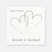 Zwei Herzen verwoben Hochzeitspapier Napkins. Serviette (Vorderseite)