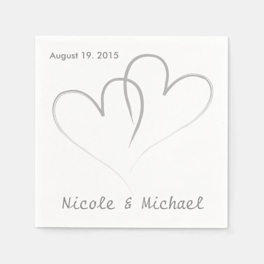 Zwei Herzen verwoben Hochzeitspapier Napkins. Serviette (Vorderseite)