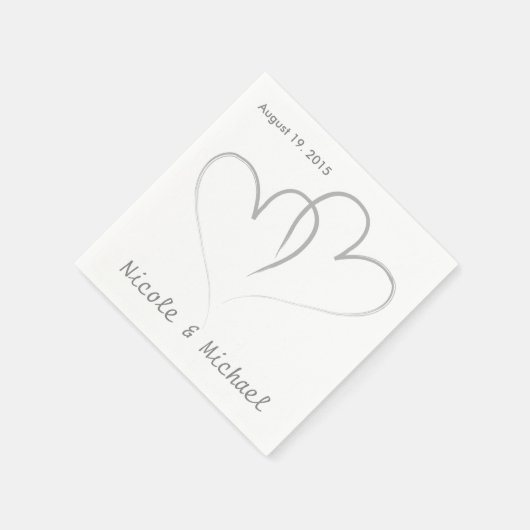 Zwei Herzen verwoben Hochzeitspapier Napkins. Serviette (Ecke)