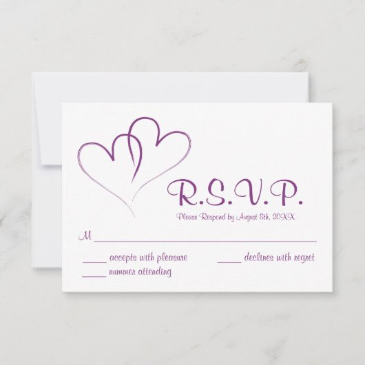 Zwei Herzen verwoben Wedding RSVP Card (Vorderseite)