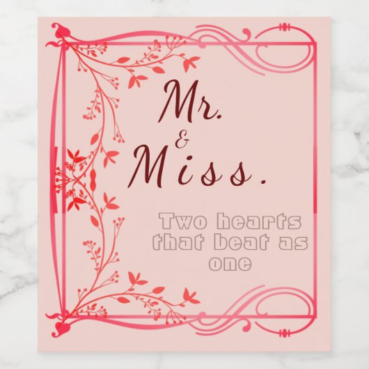 Zwei Herzen Weinetikett (Einzelnes Label)