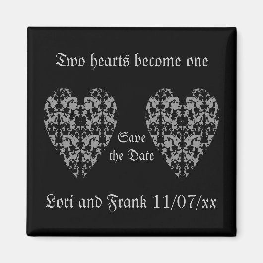 Zwei Herzen werden zu einem, der den Datums-Magnet Magnet (Vorne)