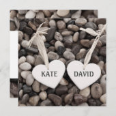 Zwei Herzen zusammen rustikale Lässige Hochzeit Einladung (Vorne/Hinten)