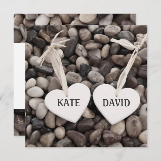 Zwei Herzen zusammen rustikale Lässige Hochzeit Einladung (Vorne/Hinten)