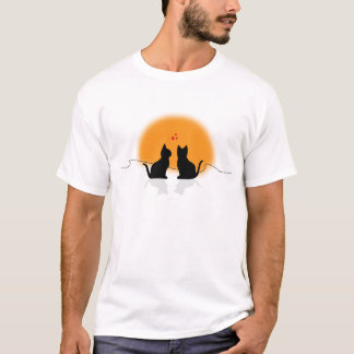 Zwei Herzen, zwei Katzen Romantische Liebe Katzen T-Shirt