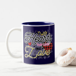 Zwei Herzen Zwei leben eine Liebe, Valentinstag Zweifarbige Tasse