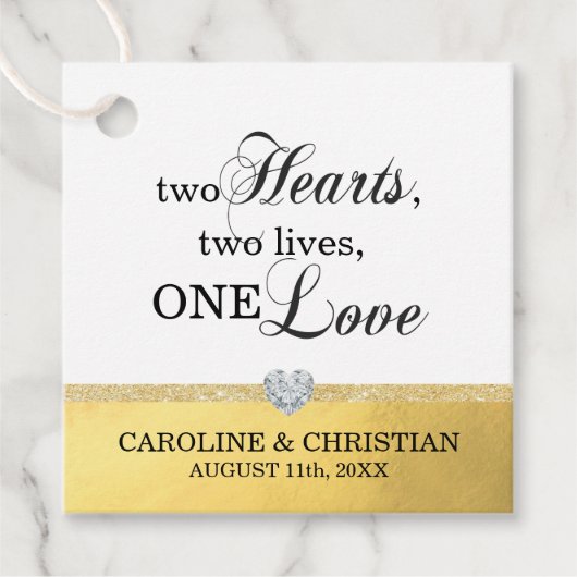 Zwei Herzen Zwei leben eine Liebe White Gold Hochz Geschenkanhänger (Vorderseite)