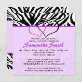 Zwei Herzenzebra-laden lila Brautparty-Party ein Einladung (Vorne/Hinten)