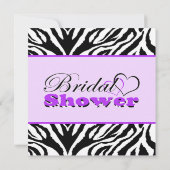 Zwei Herzenzebra-laden lila Brautparty-Party ein Einladung (Rückseite)