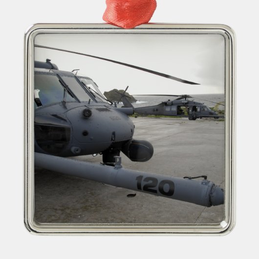 Zwei HH-60G Pave Hawks Silbernes Ornament (Vorne)