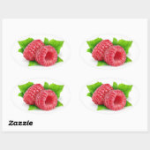 Zwei Himbeeren mit Blätter Ovaler Aufkleber (Blatt)
