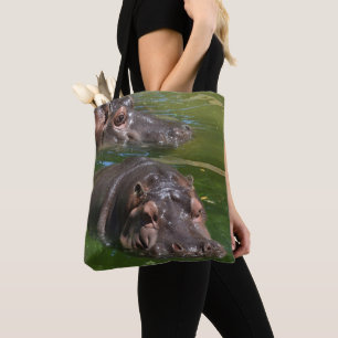Zwei Hippos im Teich,   Tasche