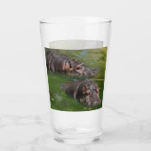 Zwei Hippos in einem Teich, Glas trinken (Rückseite)