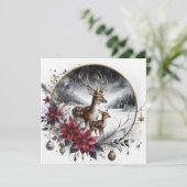 zwei Hirsche Flaches Weihnachtskarte Feiertagskarte (Stehend Vorderseite)
