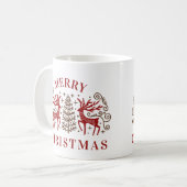 Zwei Hirsche frohe Weihnachten rot & braun Kaffeetasse (Vorderseite Links)