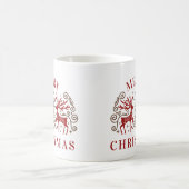 Zwei Hirsche frohe Weihnachten rot & braun Kaffeetasse (Mittel)