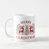 Zwei Hirsche frohe Weihnachten rot & braun Kaffeetasse (Links)