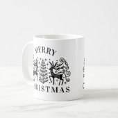Zwei Hirsche frohe Weihnachten Schwarz Kaffeetasse (Vorderseite Links)