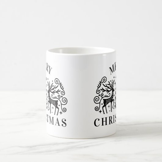 Zwei Hirsche frohe Weihnachten Schwarz Kaffeetasse (Mittel)