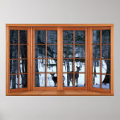 Zwei Hirsche im Schneefenster Illusion Poster (Vorne)