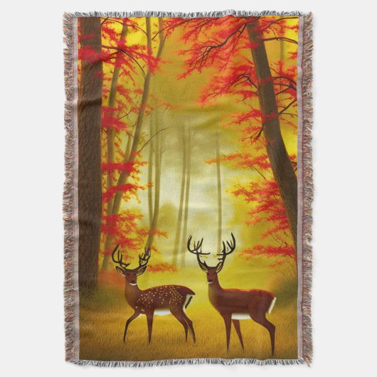 Zwei Hirsche in einem Herbstwald / Wald Decke (Vorderseite Vertikal)
