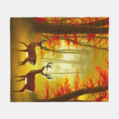 Zwei Hirsche in einem Herbstwald / Wald Fleecedecke (Vorderseite (Horizontal))