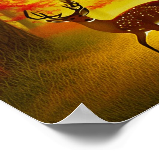 Zwei Hirsche in einem Herbstwald / Wald Poster (Ecke)