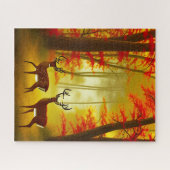 Zwei Hirsche in einem Herbstwald / Wald Puzzle (Horizontal)