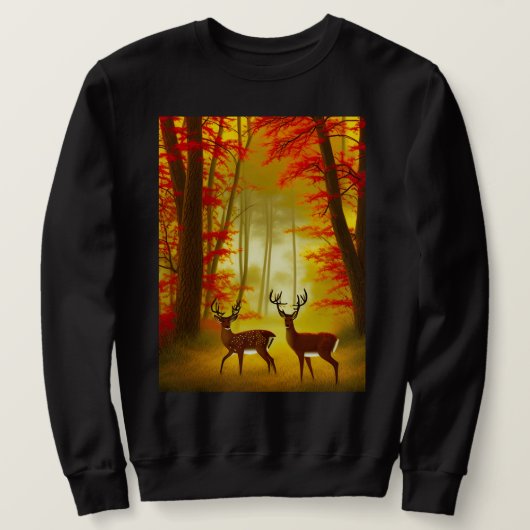 Zwei Hirsche in einem Herbstwald / Wald Sweatshirt (Design vorne)