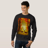 Zwei Hirsche in einem Herbstwald / Wald Sweatshirt (Vorne ganz)